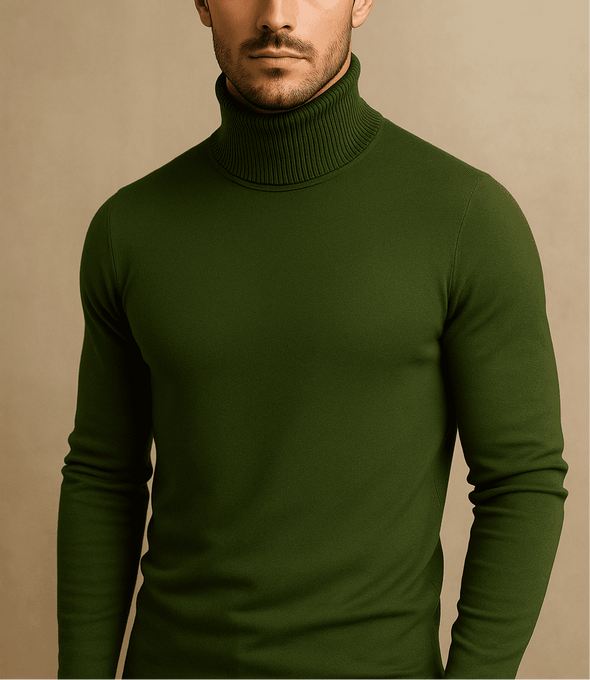 Suéter Buzo Cuello Tortuga – Verde Oliva | AUGUST