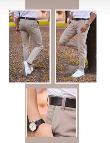 Pantalón en drill color beige