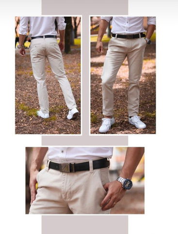 Pantalón en drill color marfil