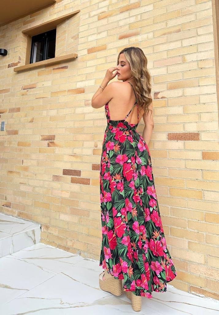 Vestido largo de flores