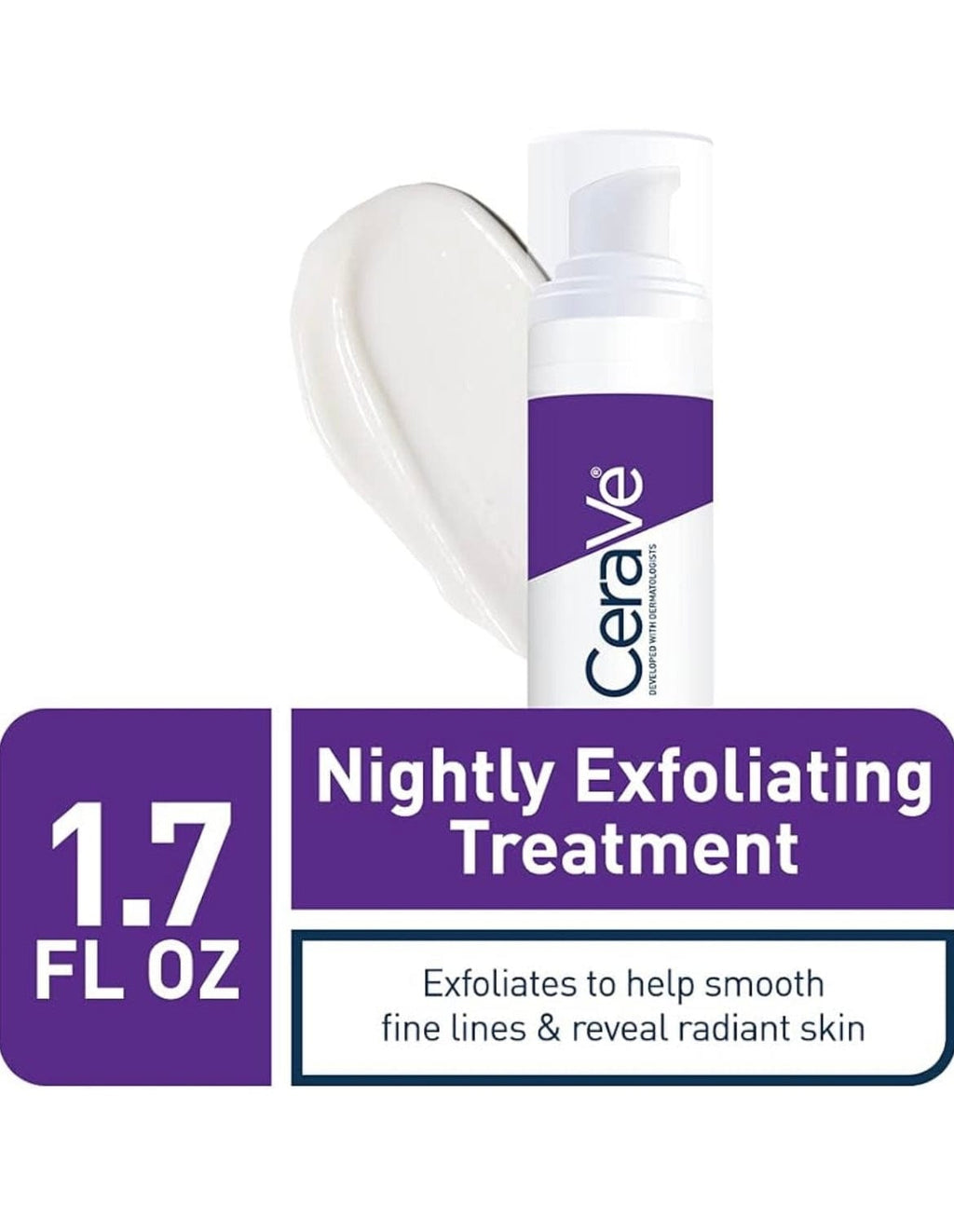 CeraVe Skin Renewing Nightly Exfoliating Treatment | Suero facial antienvejecimiento con ácido glicólico, ácido láctico y ceramidas | Corrector de manchas oscuras para la cara