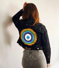 Chaqueta artesanal en jean pintada a mano
