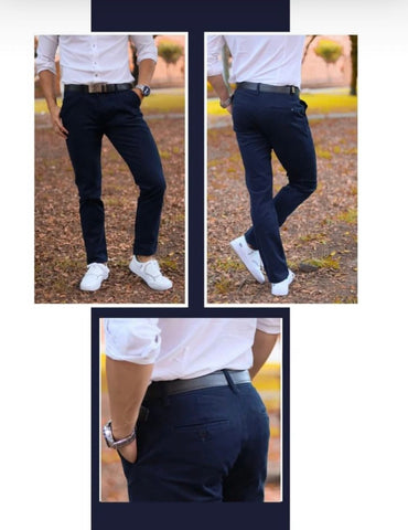 Pantalón en drill color azul