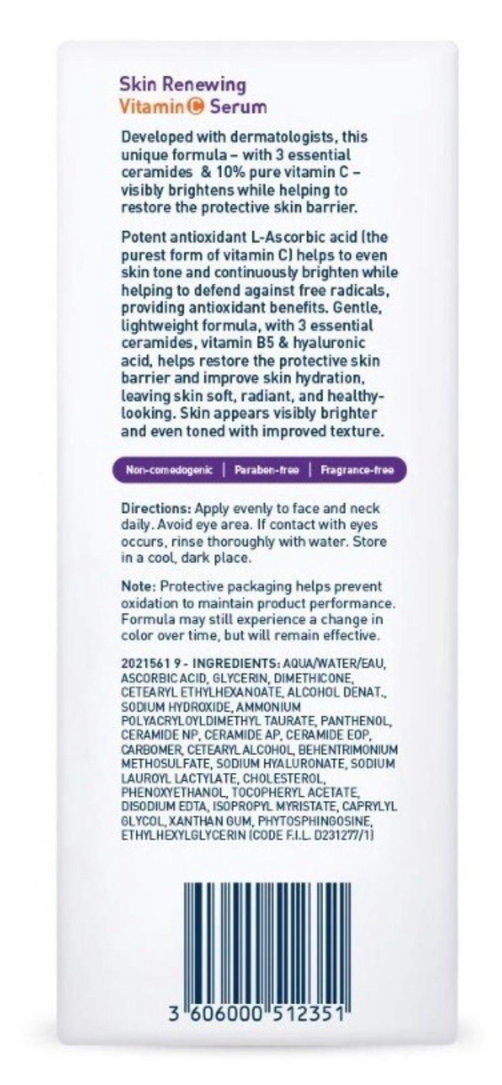 CeraVe Suero de Vitamina C con Ácido Hialurónico. Despigmenta y aclara la piel