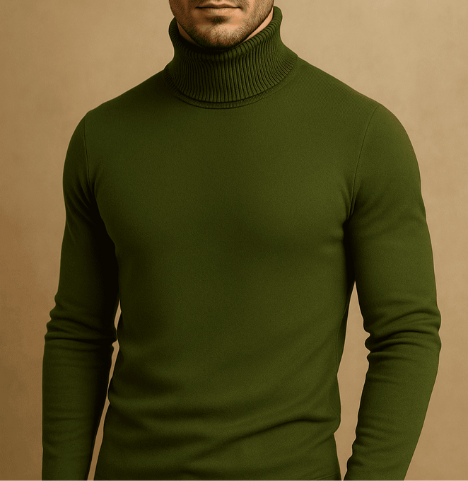 Suéter Buzo Cuello Tortuga – Verde Oliva | AUGUST