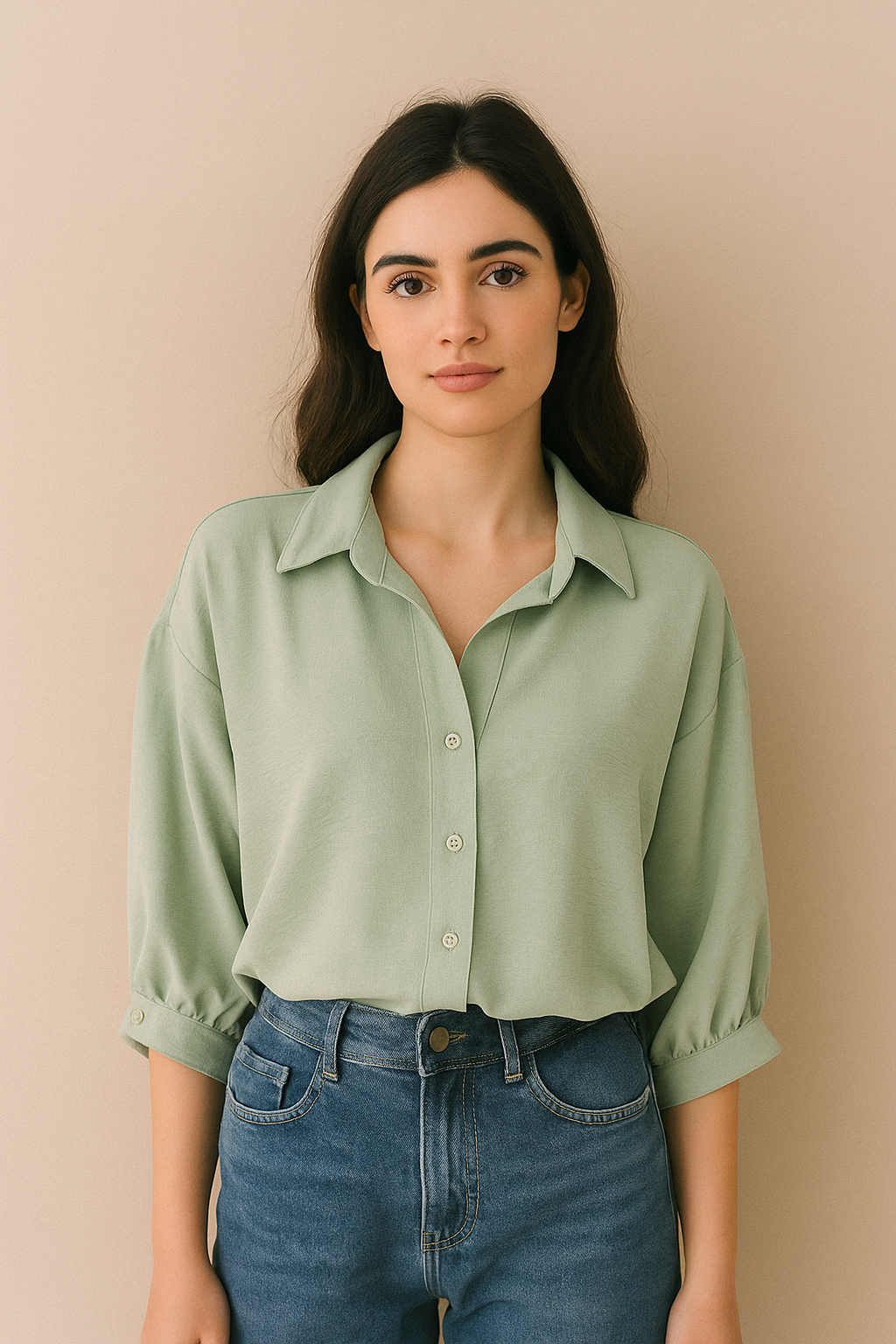 Blusa camisa verde de amarrar