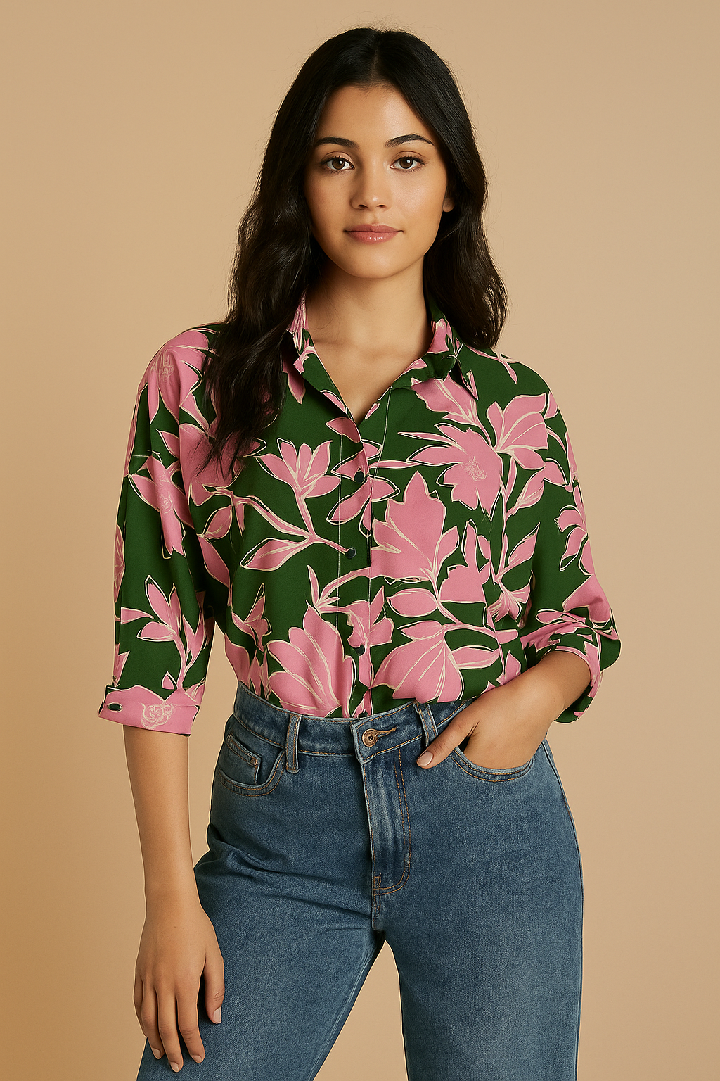 Blusa camisera estampado floral