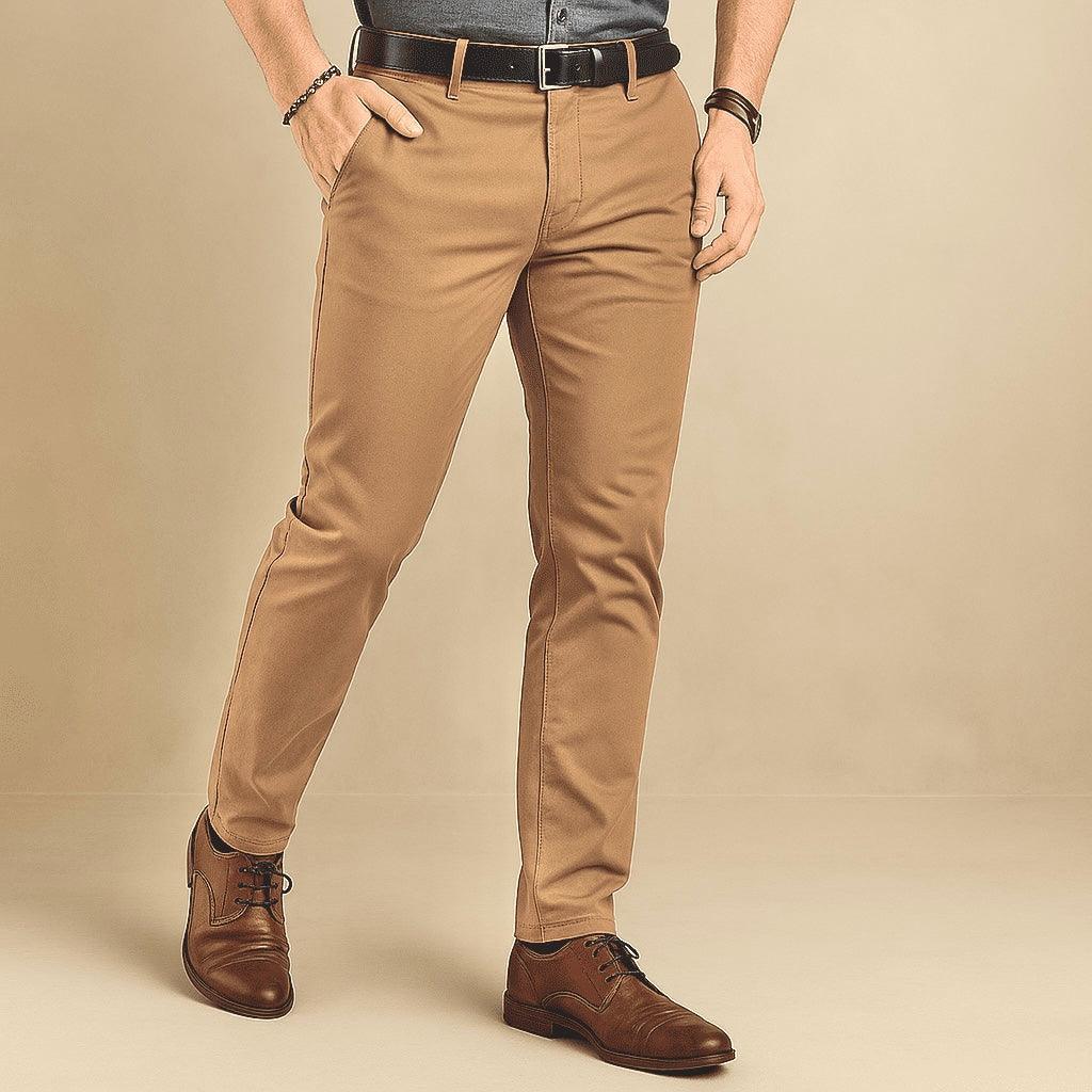 Pantalón en drill color camel para hombre