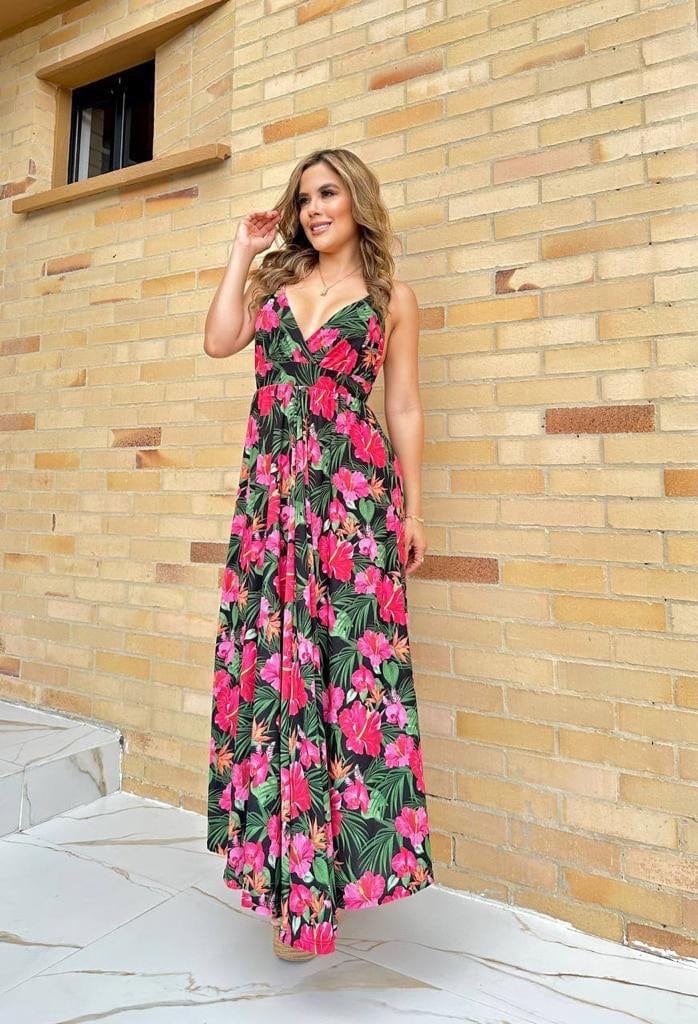 Vestido largo de flores