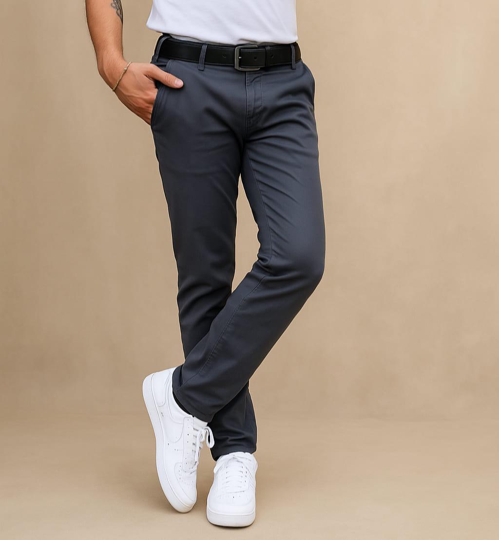 Pantalón en drill color gris