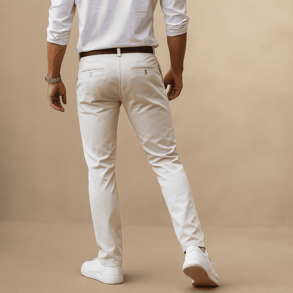 Pantalón en drill color blanco hueso