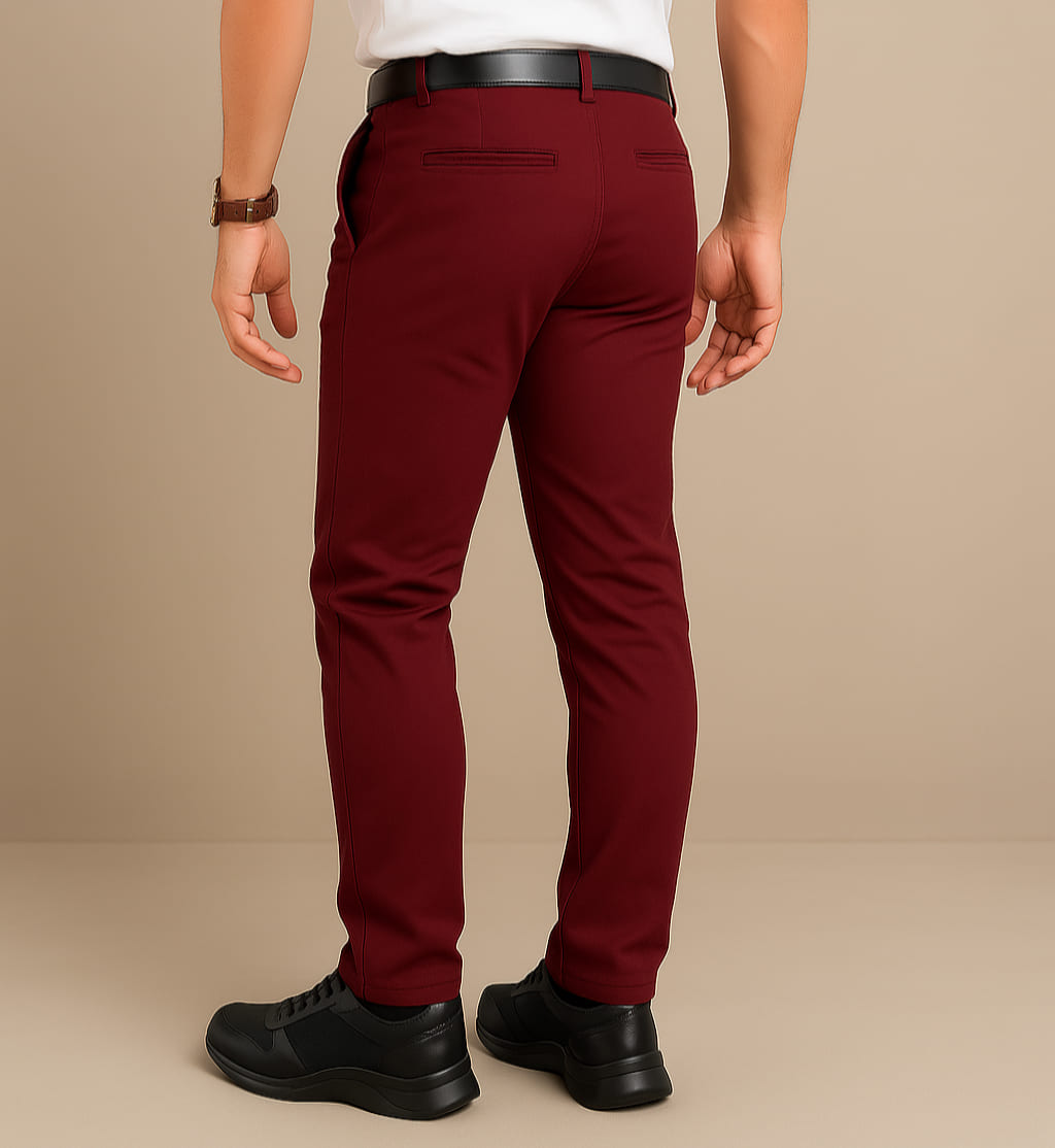 Pantalón en drill color rojo oscuro