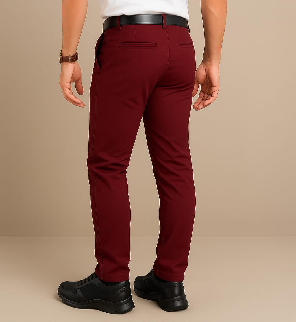 Pantalón en drill color rojo oscuro