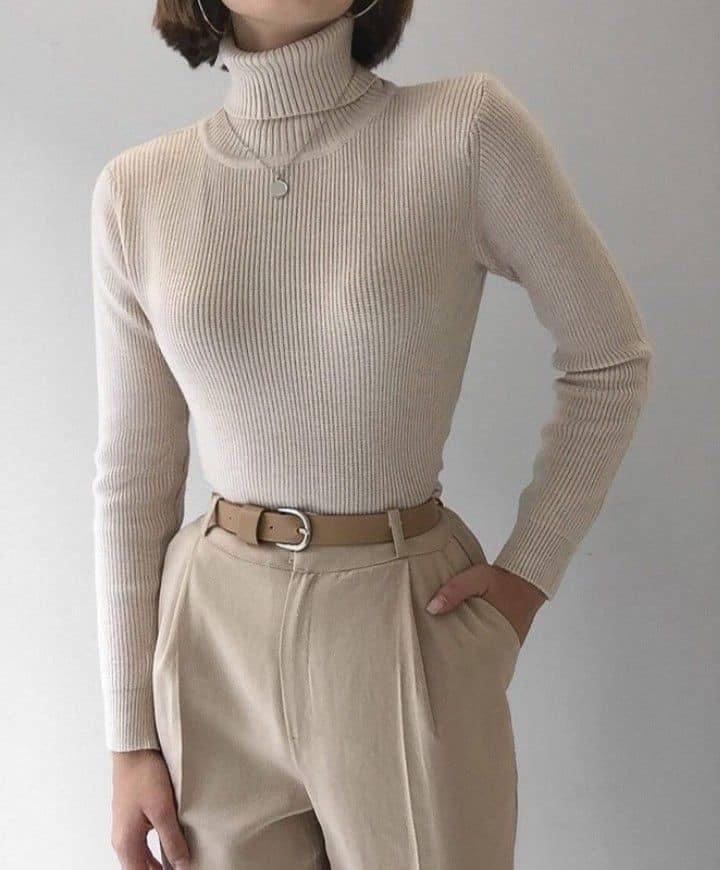 Buzo sweater beige delgado