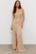 Vestido de Fiesta Largo Nude con Lentejuelas Elegante | August