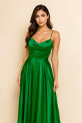 Vestido Largo Verde en Satín