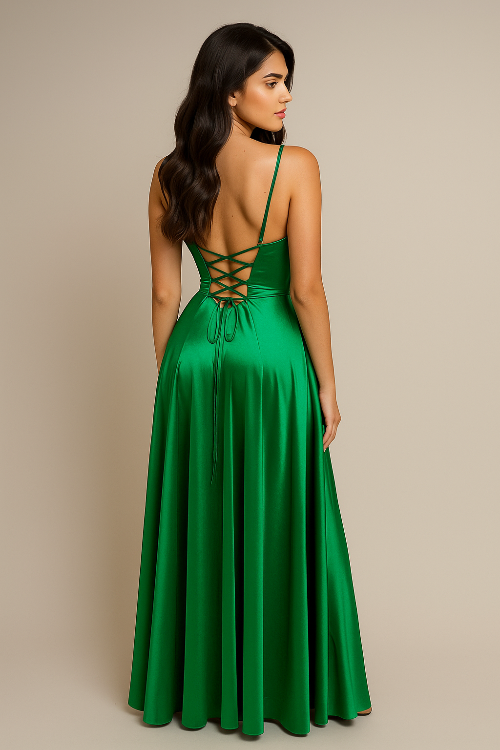 Vestido Largo Verde en Satín
