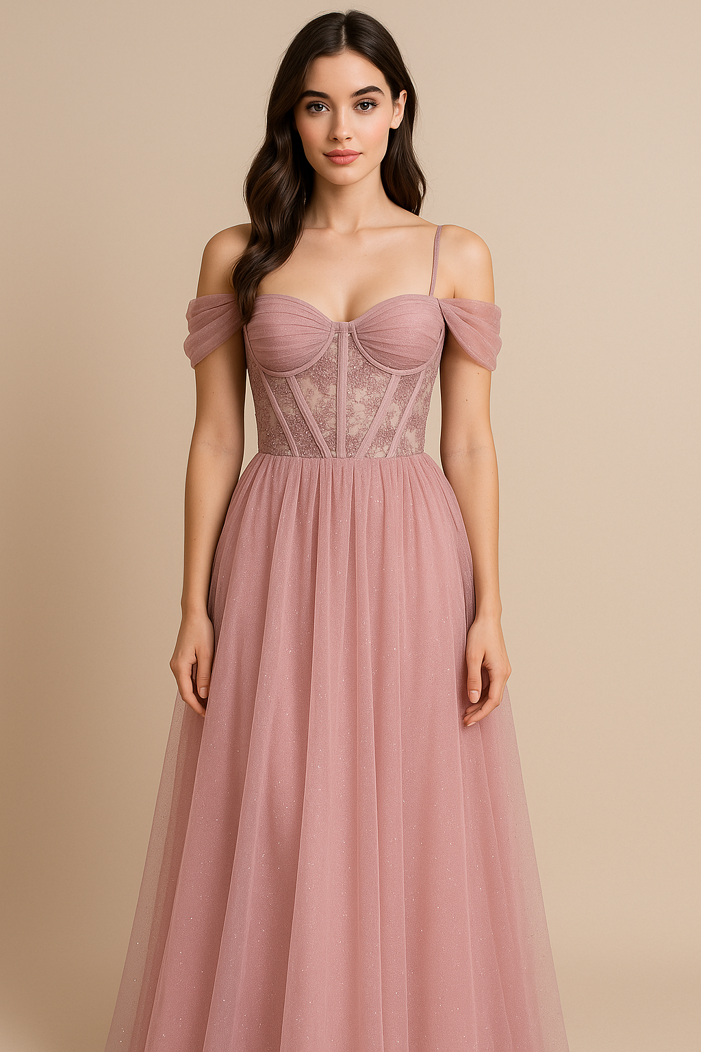 Vestido Largo Palo de Rosa en Tul