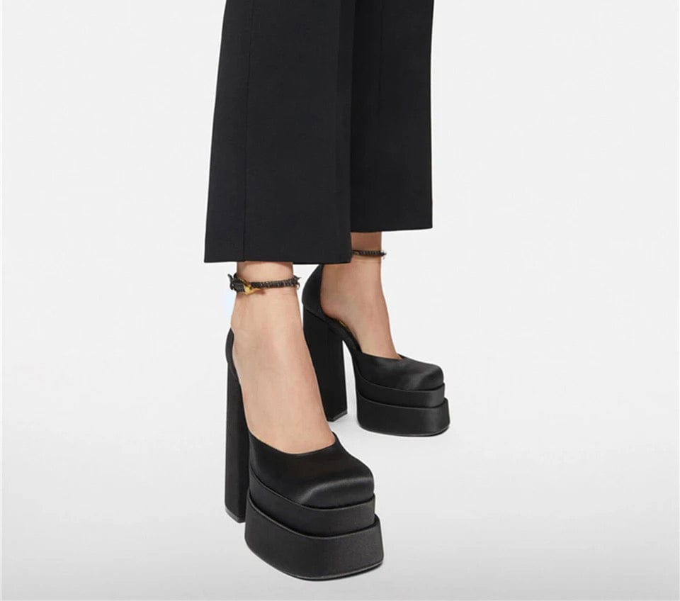 Tacón zapato negro plataforma mujer
