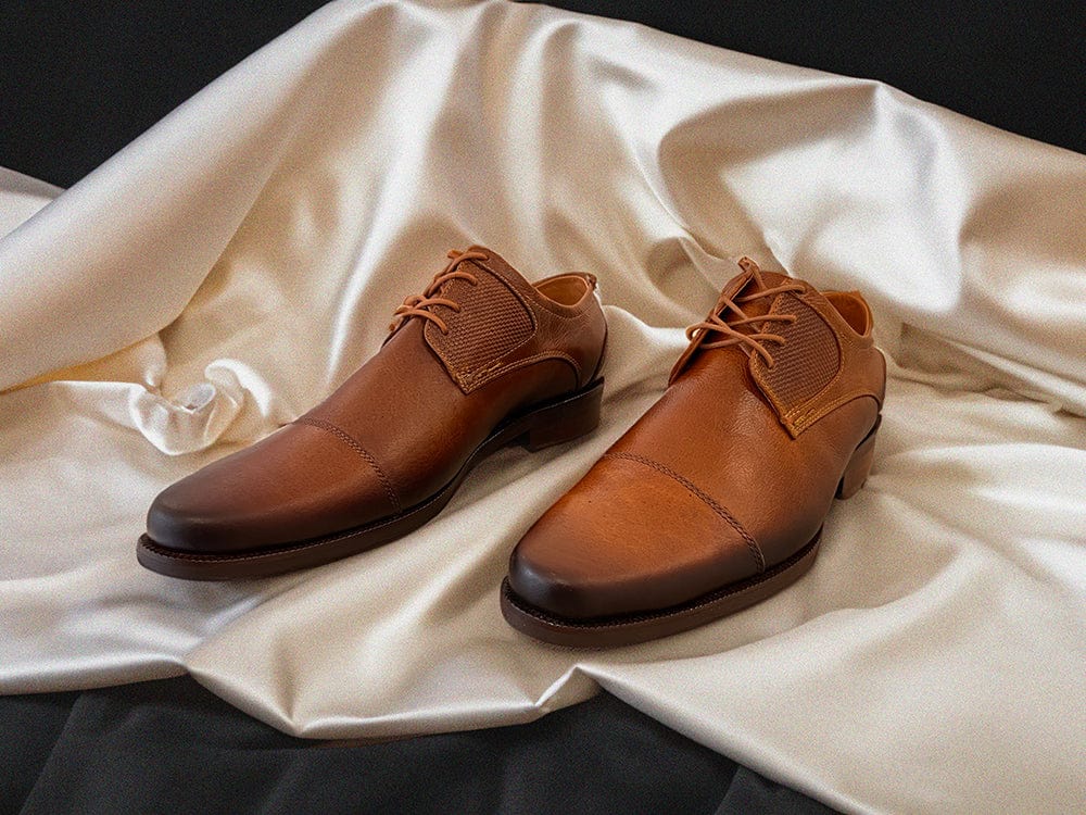 Zapato en cuero formal color miel degradado para hombre