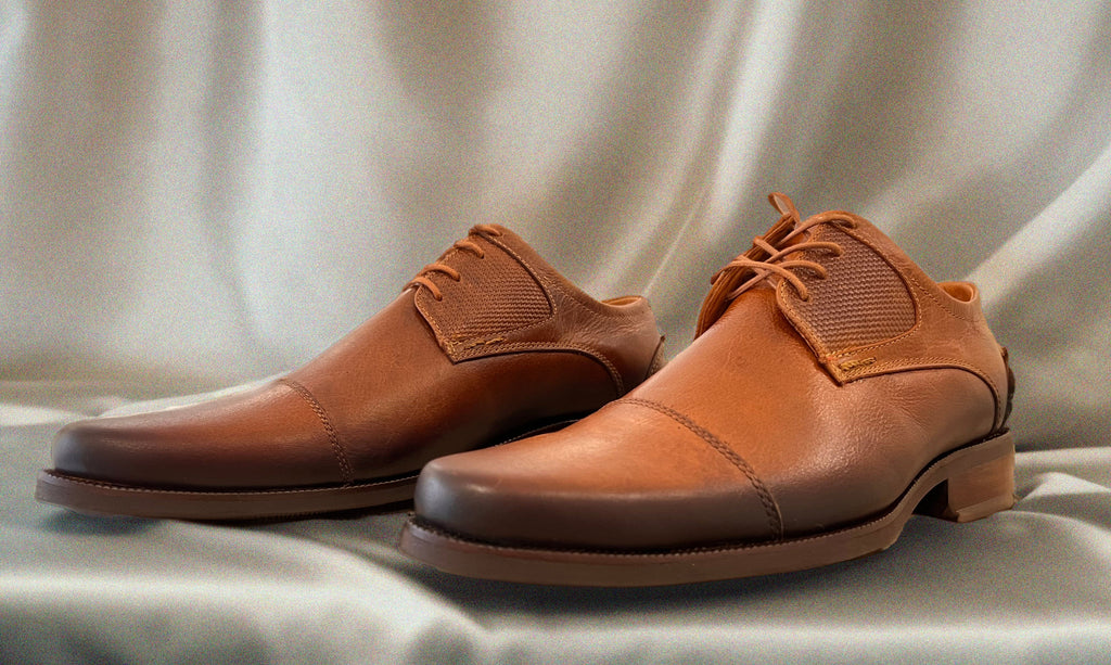 Zapato en cuero formal color miel degradado para hombre