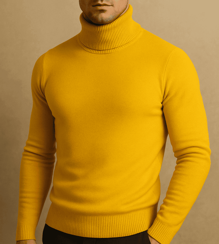 Suéter Buzo Cuello Tortuga – Amarillo Mostaza | AUGUST