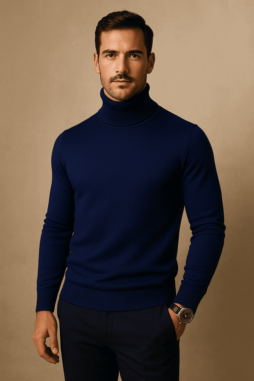 Suéter Buzo Cuello Tortuga – Azul Oscuro | AUGUST