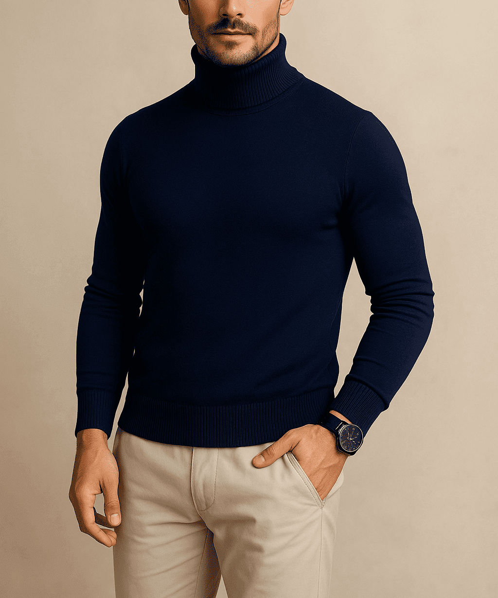 Suéter Buzo Cuello Tortuga – Azul Oscuro | AUGUST