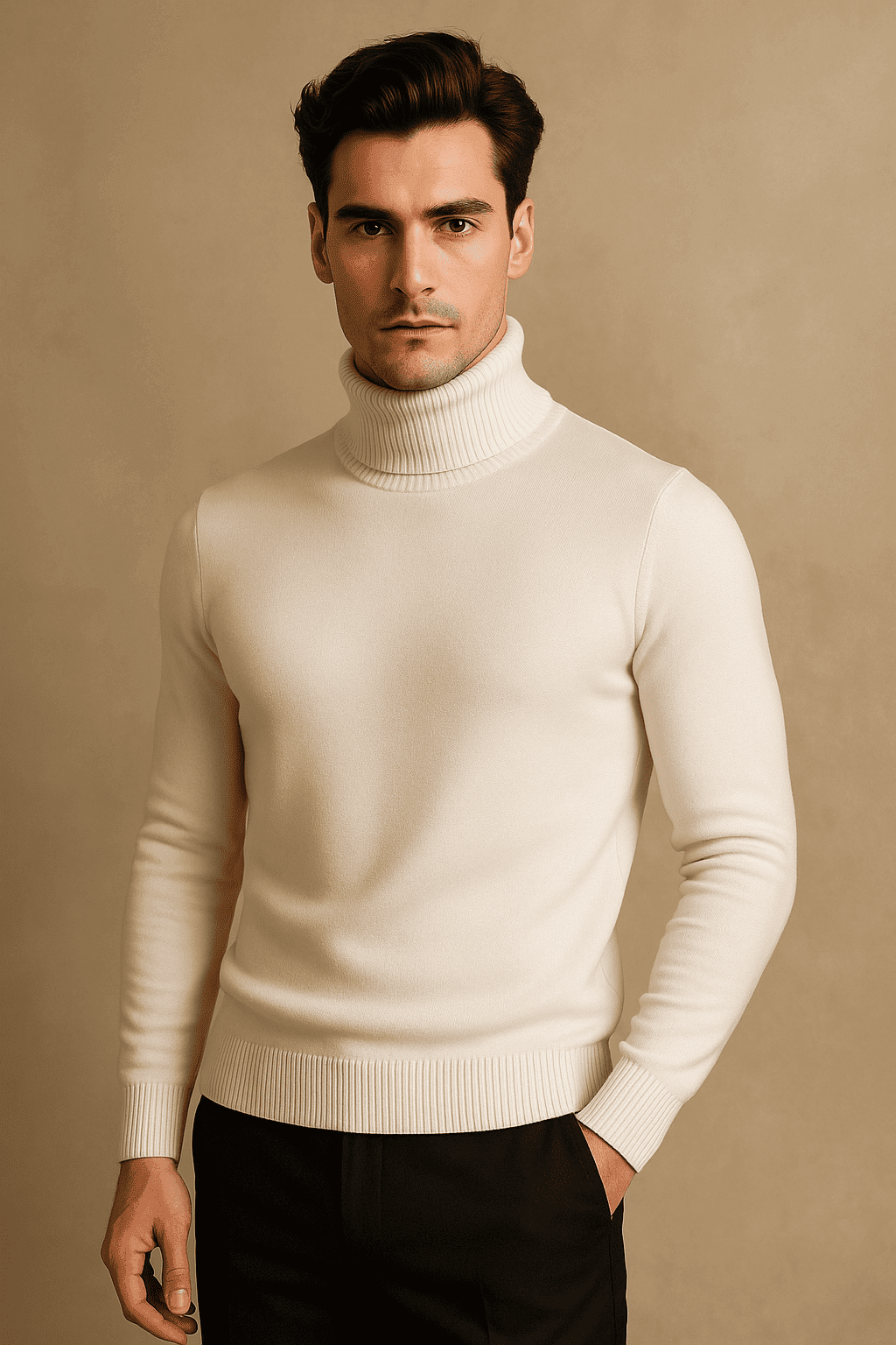 Suéter Buzo Cuello Tortuga – Blanco | AUGUST