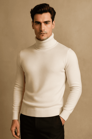Suéter Buzo Cuello Tortuga – Blanco | AUGUST