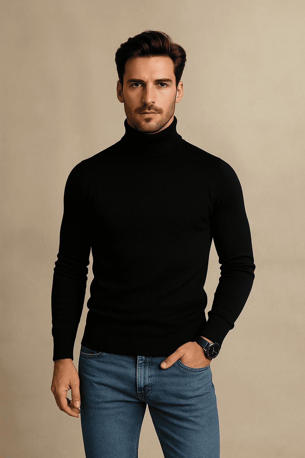 Suéter Buzo Cuello Tortuga – Negro | AUGUST