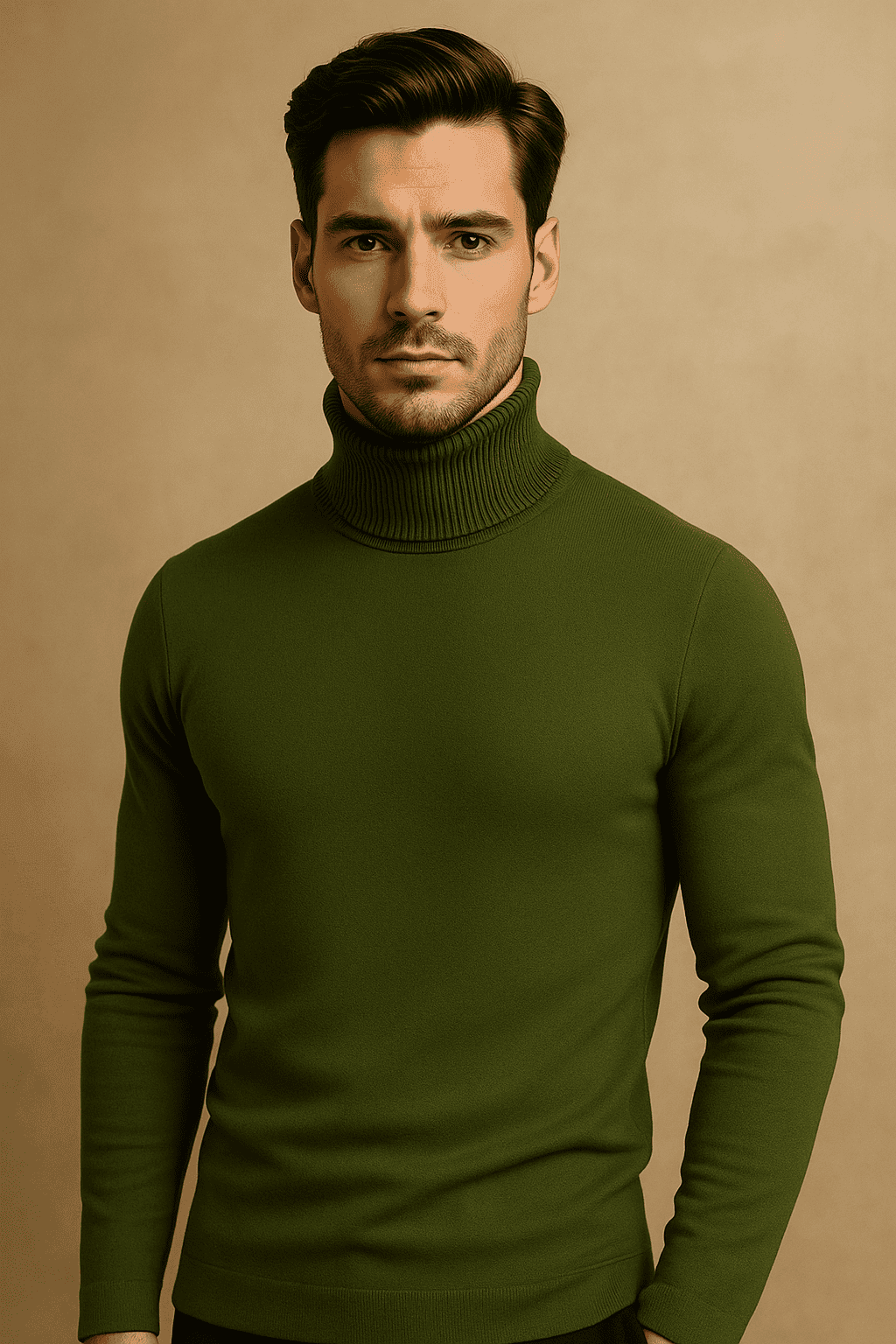 Suéter Buzo Cuello Tortuga – Verde Oliva | AUGUST