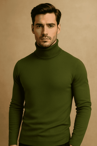 Suéter Buzo Cuello Tortuga – Verde Oliva | AUGUST