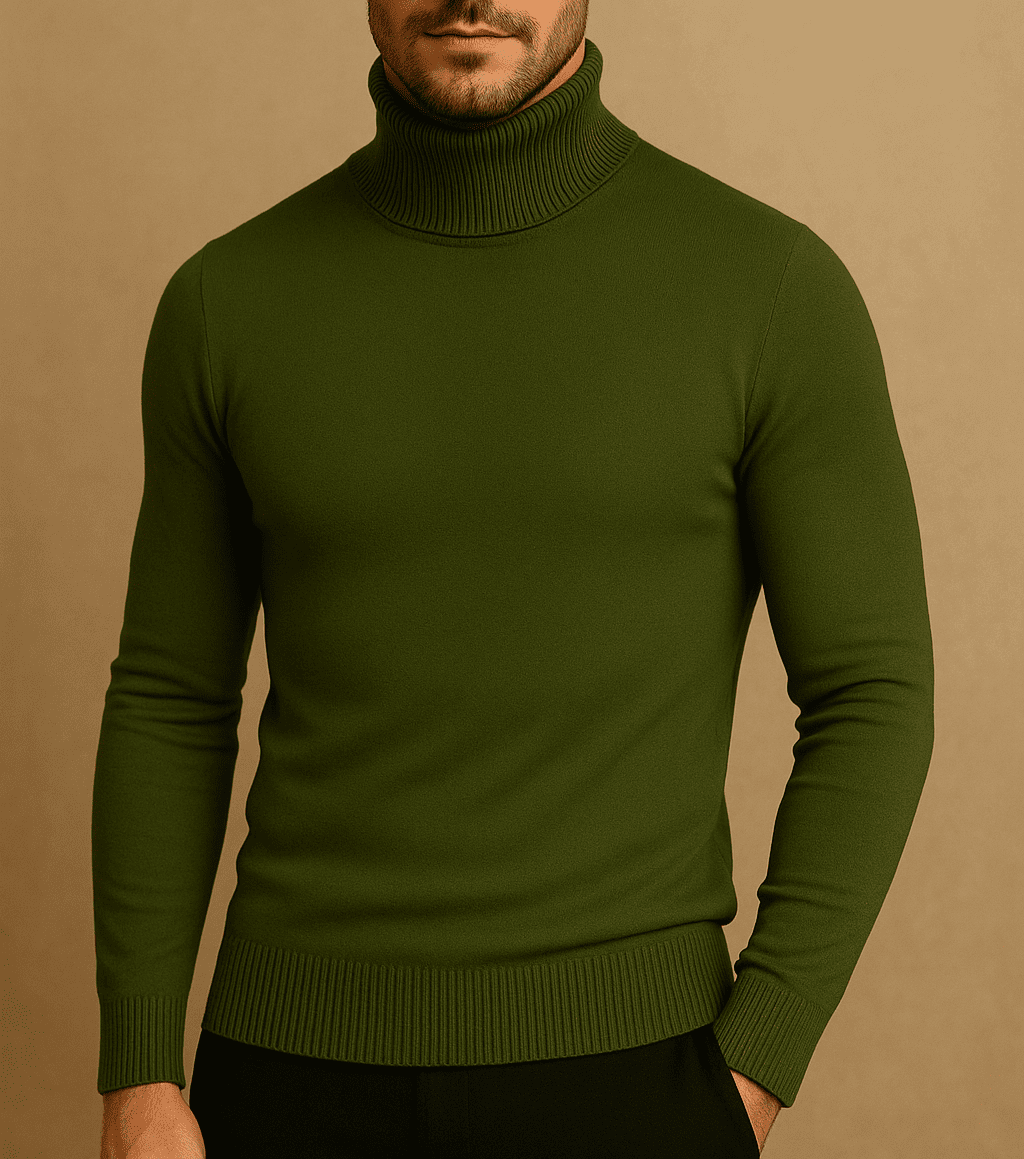 Suéter Buzo Cuello Tortuga – Verde Oliva | AUGUST