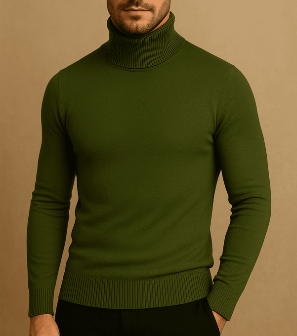 Suéter Buzo Cuello Tortuga – Verde Oliva | AUGUST