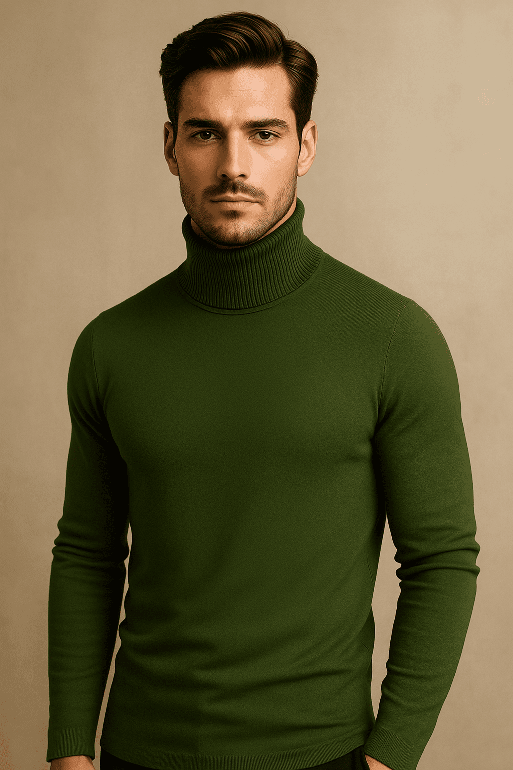 Suéter Buzo Cuello Tortuga – Verde Oliva | AUGUST