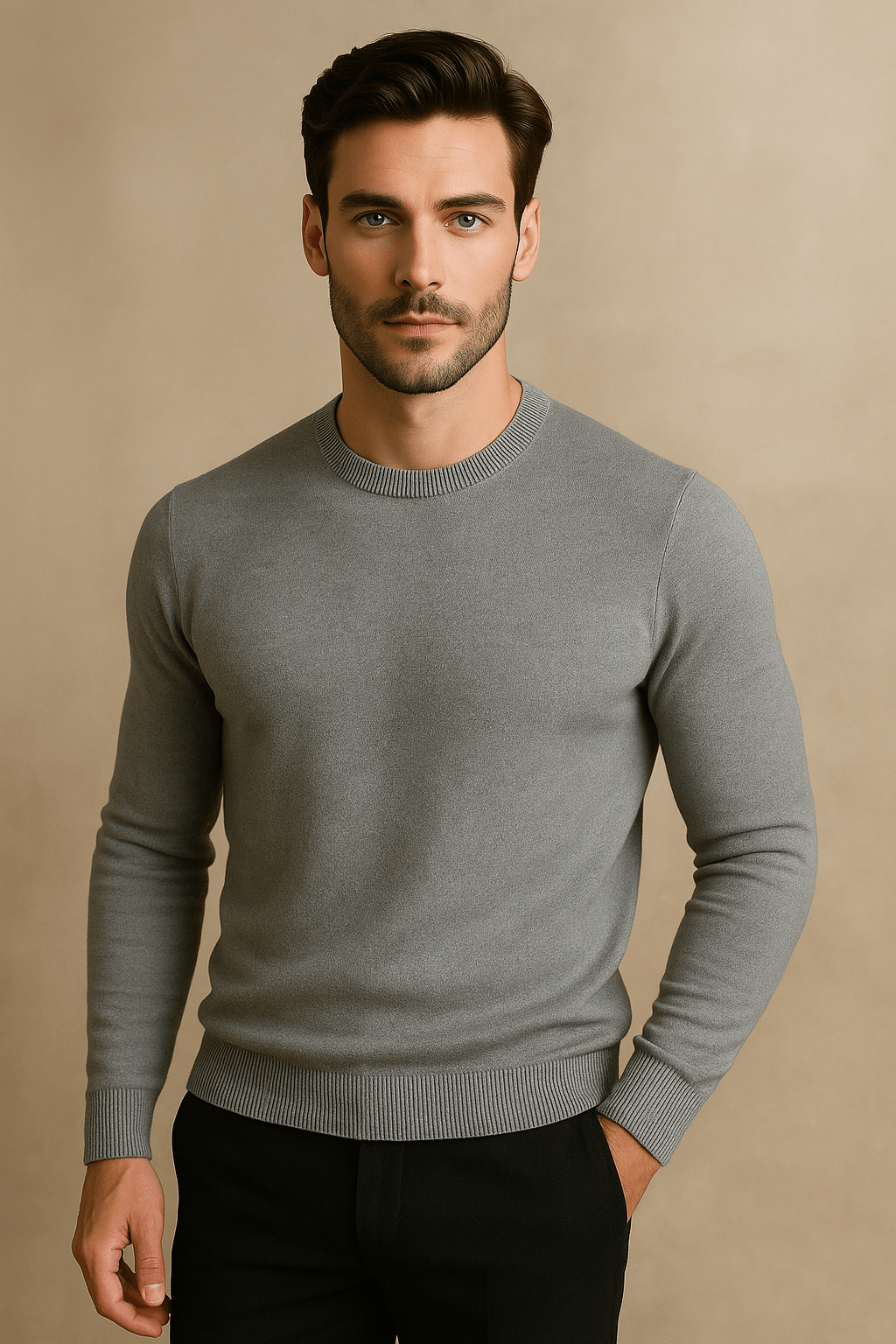 Suéter Buzo Cuello Redondo – Gris | AUGUST