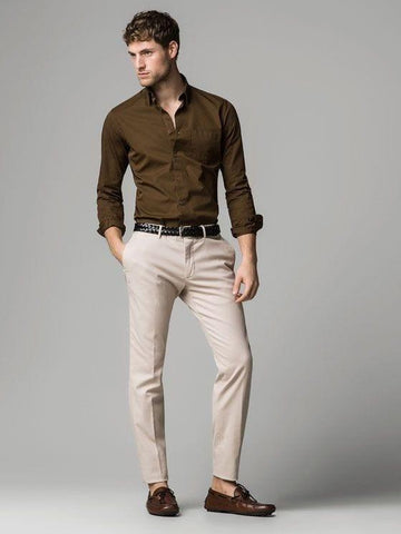 Pantalón Drill Color Crema Hombre