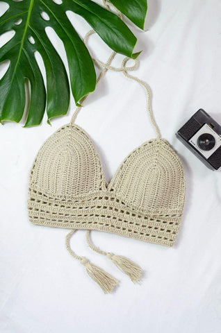 Crop Top Tejido Crochet Marfil