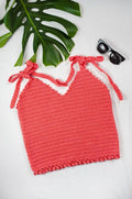 Crop Top Tejido Crochet Salmón